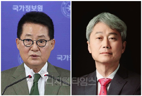 박지원(왼쪽) 전 국가정보원장과 김근식 경남대학교 정치외교학과 교수. <디지털타임스 DB, 연합뉴스>